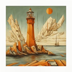 Lighthouse In A Orange ...