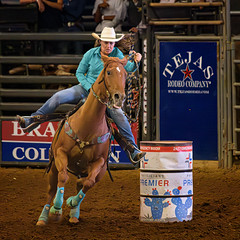 Barrel Riding, Tejas Rodeo, San Antonio, TX