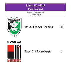 Saison 2023-2024 - U21 Pro League - Royal Francs Borains - R.W.D.M. : 0-1 (championnat)