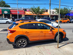Two Orange Subaru Crosstreks