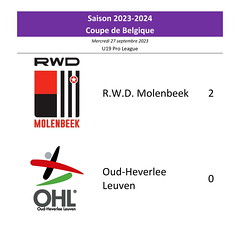 Saison 2023-2024 - U19 Pro League - R.W.D.M. - Oud-Heverlee Leuven : 2-0 (coupe de Belgique)