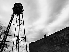 Water tower and ghost sign in Palmer