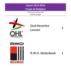 Saison 2023-2024 - U19 Pro League - Oud-Heverlee Leuven - R.W.D.M. : 1-1 (coupe de Belgique)