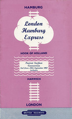 London - Hamburg express : rail & ferry timetable leaflet : British Railways : 1957