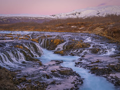 Brúarfoss Waterfall Iceland Snowcapped Mountains Winter Blue Green Auqua Glacial River Water Fuji GFX100s Medium Format Fine Art Landscape Photography IS Long Exposure Smooth Silky Water! Elliot McGucken Master Fine Art Nature Photographer Fujifilm