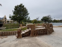 Bandstand at Elmendorf Lake Park done in faux bois style of mid 20th century San Antonio.