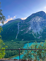 Mount Ramnefjellet, Ramnefjellsfossen waterfall and Lake Lovatnet,  Western Norway_2023