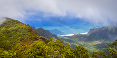 Rainbow Kalalau Lookout Beautiful Light Waimea Canyon Kauai Breaking Storm Clouds Hawaii's Grand Canyon Red Rock Green Foliage Fine Art Landscape Photography Fuji GFX100s! Elliot McGucken Hawaiian Islands Nature Photography! Master Medium Format Fine Art
