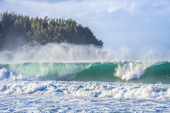 Hanalei Bay Breaking Waves High Surf Advisory Kauai Hawaii Ocean Art Seascape Fuji Sony Alpha1 Elliot McGucken Fine Art Hawaiian Islands Landscape Nature Photography! Hawaiian Palm Trees Master Medium Format Fine Art Photographer Sony A1