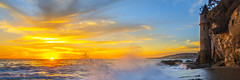 Beautiful Red Orange Yellow Clouds Laguna Beach Victoria Beach Tower Sunset Southern California Coast! Dr. Elliot McGucken Fine Art Landscape Nature Photography Orange County Beach Ocean Art Seascape!