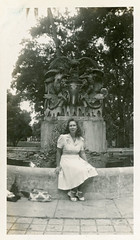 Woman by Henry Bradley Plant Monument, Tampa, 1940s