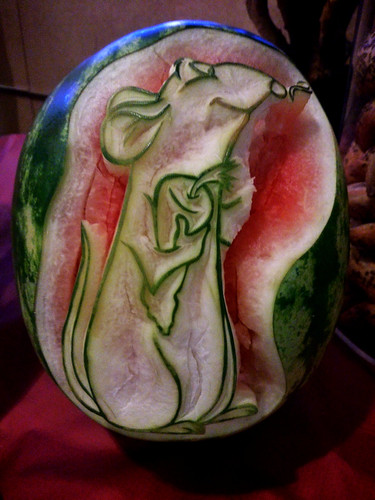 Watermelon carving, featuring Remy the Rat, from Walt Disney's Ratatouille