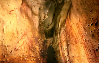 El Castillo cave red ochre horses. Puente Viesgo, Spain