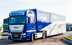 Audi R8LMS Race Team Trucks Headed for Brands Hatch, And Thanks to the Driver for the Hat :) - Photo of Mailly-le-Camp