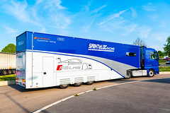 Audi R8LMS Race Team Trucks Headed for Brands Hatch, And Thanks to the Driver for the Hat :) - Photo of Soudé