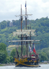 The Etoile du Roy on the last day of the Rouen Armada 2019, on the River Seine from Rouen to Le Havre ...