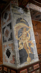 Bourdeilles - Chateau de Bourdeilles, renaissance palace chamber, fresco