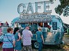 Mobile cafe with people queing for coffee at Powderham Castle - Trains, Planes & Automobiles