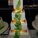 Four Tiered Cascade Green leaves Wedding Cake