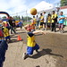 Kid thowing ball dunk tank Soccer Party