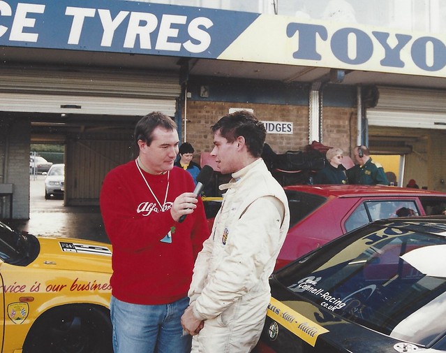 Richard Connell with David Addison after a Donington win