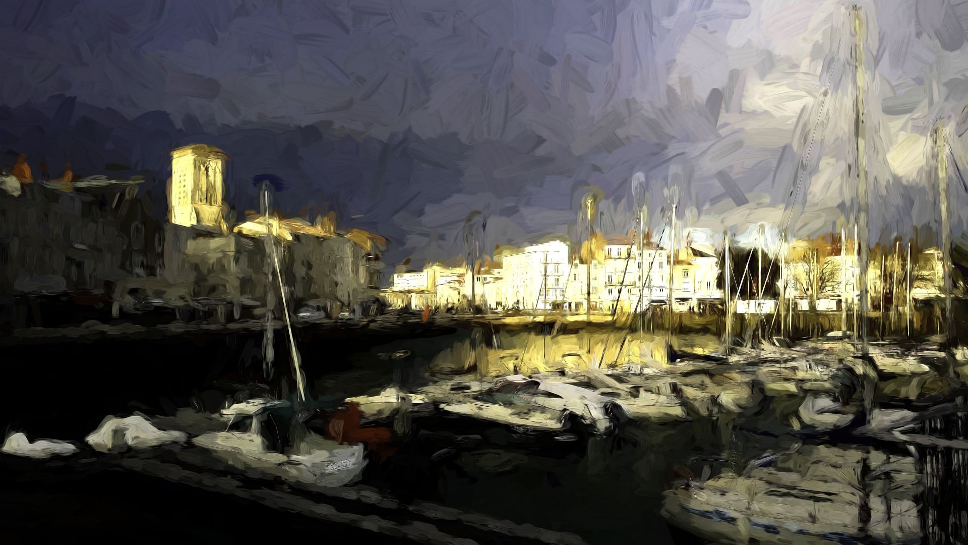 An impressionist image of La Rochelle Harbour in France in 2018. - Photo Impressionism & Art