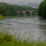 River bend and railroad viaduct
