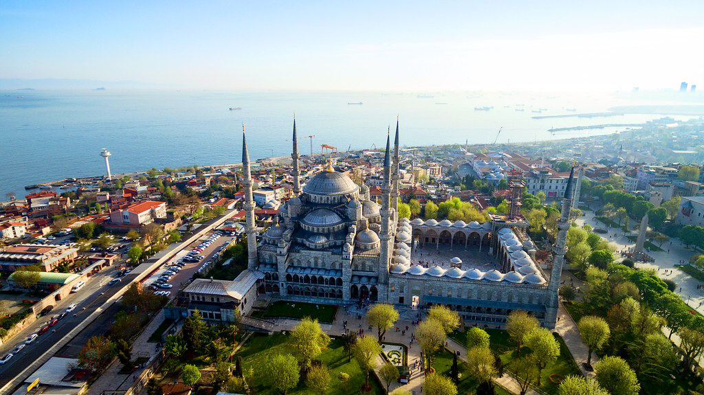 Vue aérienne sur Istanbul et la basilique Sainte-Sophie