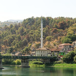 Pededtrian bridge and mosque in Shkodër