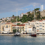 Docks of Poros and the iconic clock tower