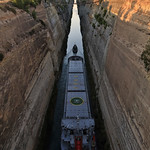 Ship remorqued in the Corinth Canal
