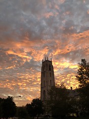 Church of the Pilgrims tower, amazing sunset sky, 22nd Street NW, Washington, D.C.
