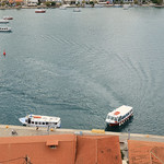 Taxi boat docking in Poros