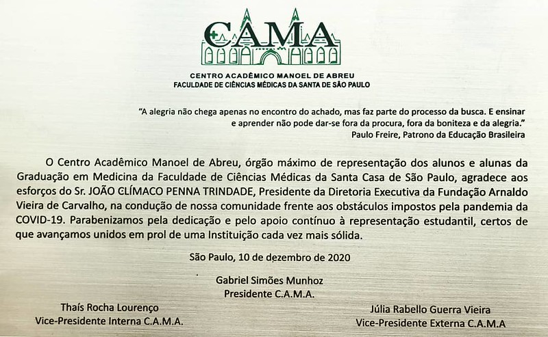 Homenagens do Centro Acadêmico Manoel de Abreu
