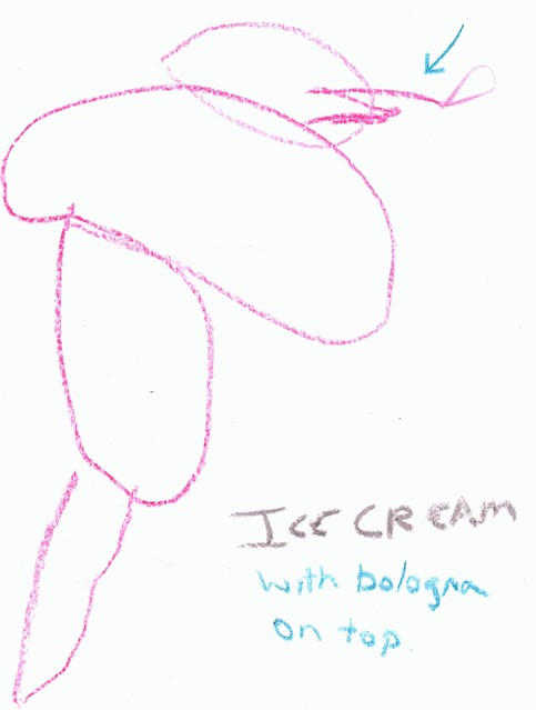 Ice cream with bologna on top