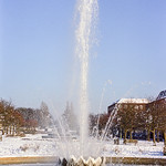 Fountain on a snowy day Martin Burrage by Martin Burrage