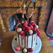 Chocolate drip buttercream cake with fresh fruits