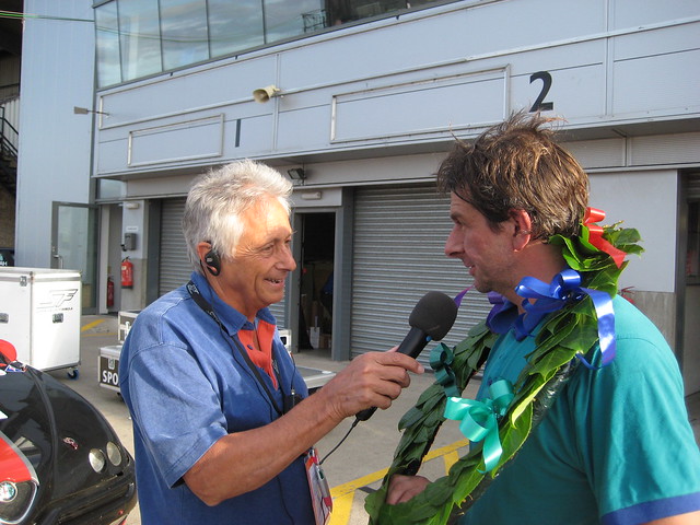 Bob Constanduros and winner Tim Lewis at Donington