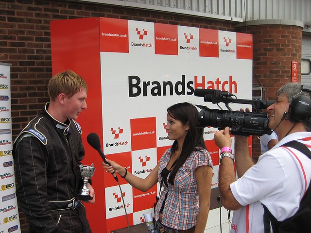 Gareth being interviewed after his Brands podium