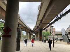Huntington Metro Station entrance, elevated rail lines, Alexandria, Virginia
