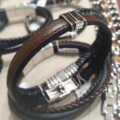 Bracelet Jourdan cuir acier et or - FZ193H (3)