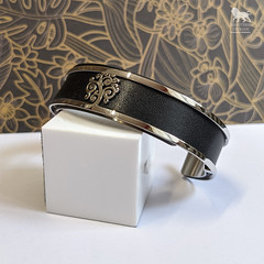 Bracelet Oda dreams cuir noir acier gris