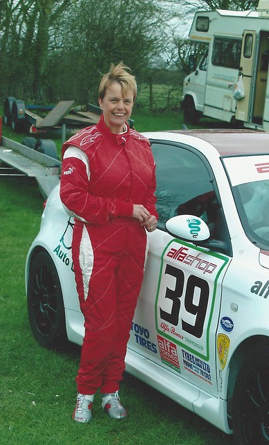 Sarah Heels with her 147 GTA in 2010 at Castle Combe