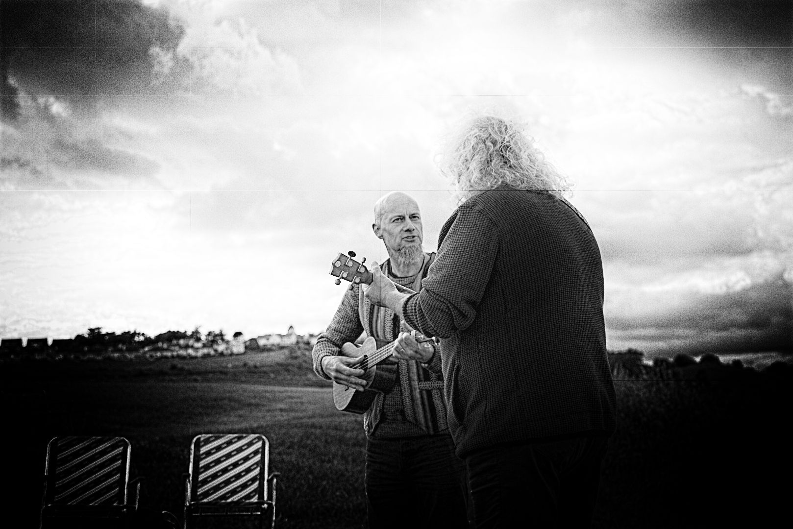 Paul Scott &amp; Friends performing at Broadsands, Summer 2021. Image copyright Dave Collerton - Pinhole Camera Emulation using NIK Silver Efex
