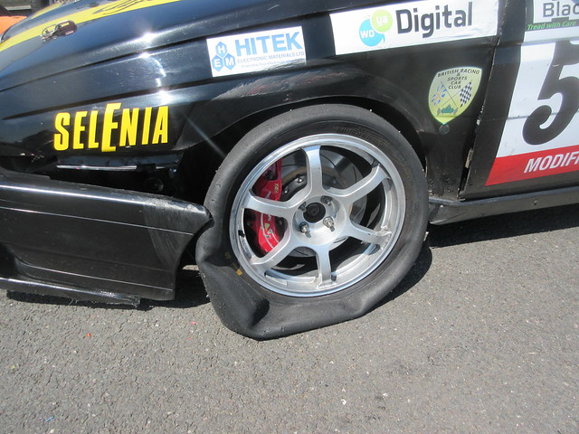 Destroyed tyre brought Scott Austin's race 2 to an end when lying second.