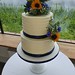 Two tiered buttercream wedding cake with fresh flowers