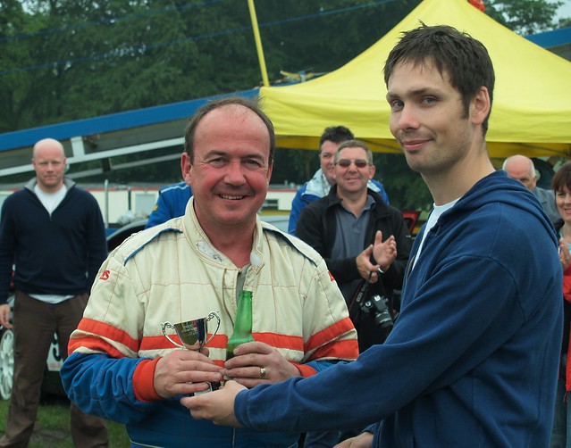 John Griffiths receives third in class cup from James Ford at Cadwell