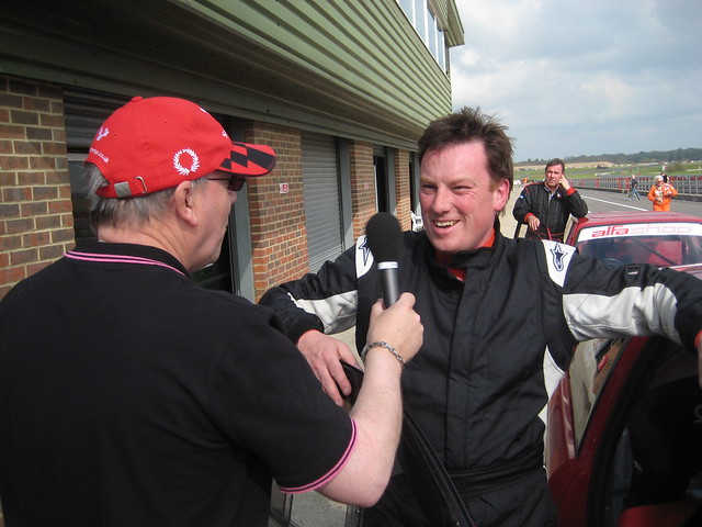 Alastair Iles post race with Lewis Beales at Snetterton