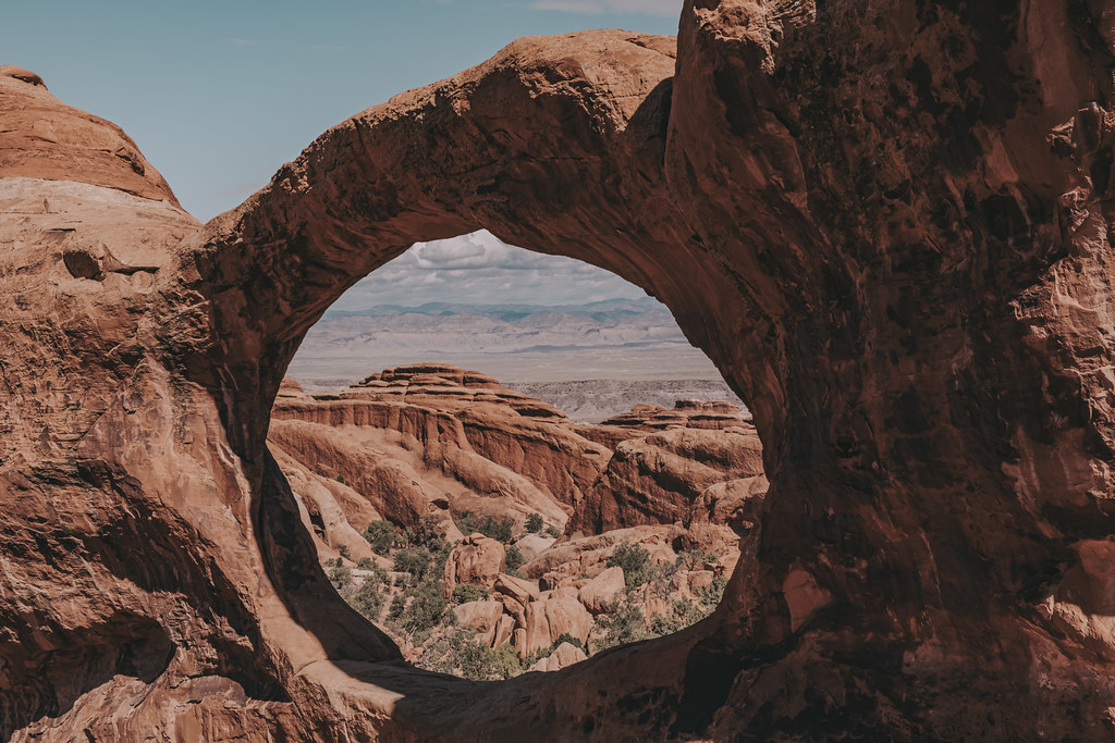 L'arche double O dans le parc national des Arches, Utah