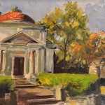 Greenlawn Cemetary - Early Autumn Morning, Justin Collamore, Oil, 10" x 20", $670